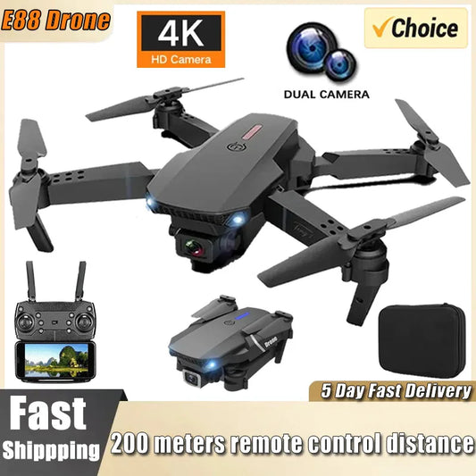 E88 Professional Drone 4K HD Camera – Foldable RC Quadcopter with WiFi FPV, Height Hold, and 1080P Video for Kids & Adults