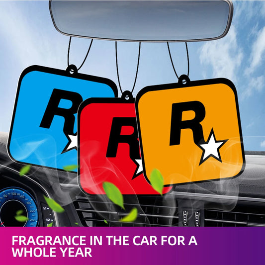 Car Fragrance R Star Pendant Air Freshener Car Rear View Hanging Long-Lasting Aromatherapy Fragrance Tablets Car Deodorization