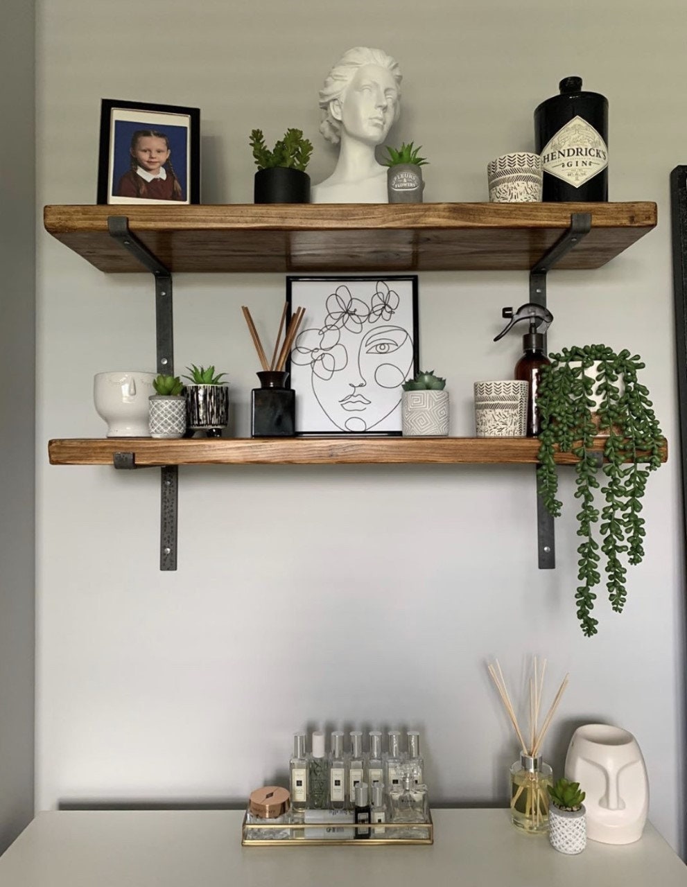 Rustic Shelf Handmade from Solid Wood  22cm Deep, 3cm Thick | Wooden Wall Shelf | Kitchen Shelves, Shelve