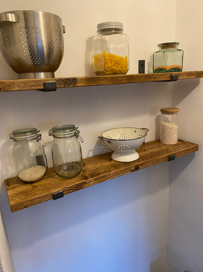 Rustic Shelf Handmade from Solid Wood  22cm Deep, 3cm Thick | Wooden Wall Shelf | Kitchen Shelves, Shelve