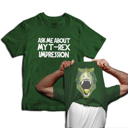 Ask Me About My T-Rex Impression Dinosaur Flip Mens T-Shirt Jurassic Fancy Dress