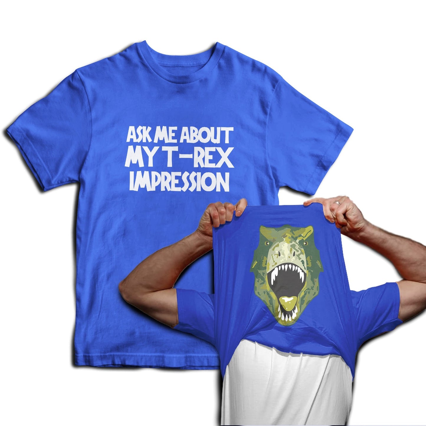 Ask Me About My T-Rex Impression Dinosaur Flip Mens T-Shirt Jurassic Fancy Dress