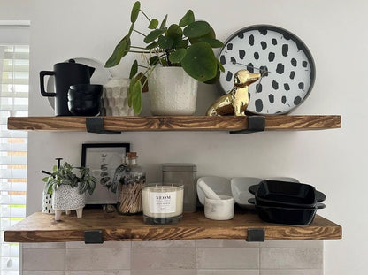 Rustic Shelf Handmade from Solid Wood  22cm Deep, 3cm Thick | Wooden Wall Shelf | Kitchen Shelves, Shelve