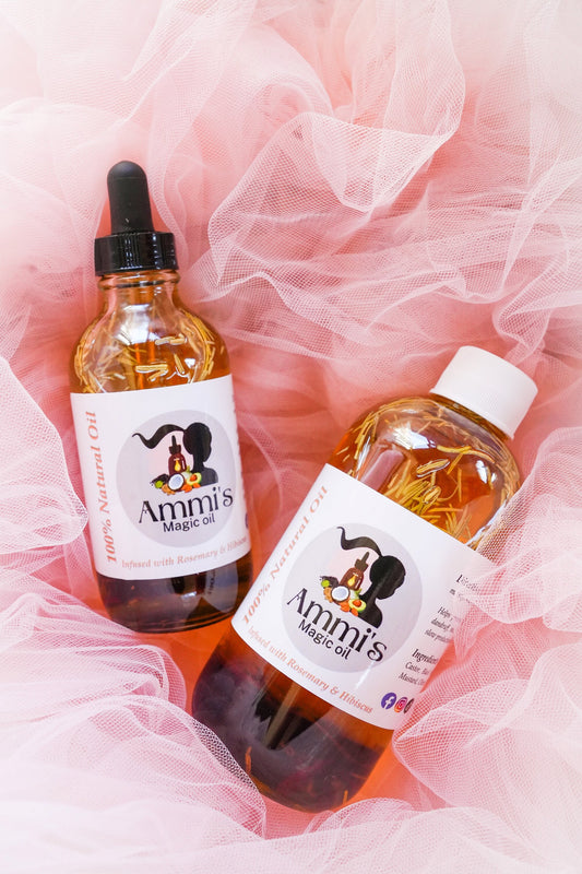 Ammi's 100% Natural Pure Hair Growth Oil with Rosemary & Hibiscus (15 natural oils in 1 bottle)