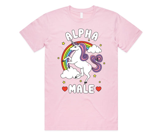 Alpha Male T-Shirt Tee Top Funny Meme Unicorn Gift Unisex Joke Prank Fathers Day Stag Do